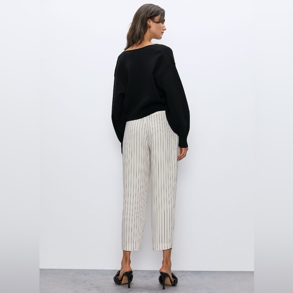 Babaton Modesto Pinstripe Pants Women’s 2 Grey/Black Cropped Tailored - Picture 5 of 12